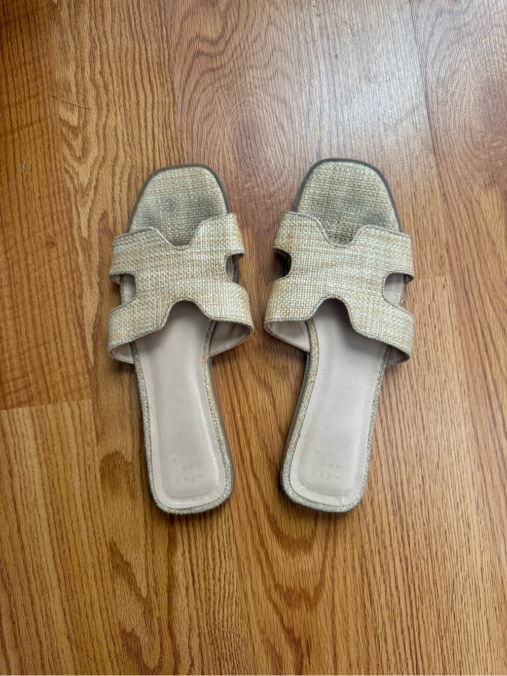a new day Beige Woven Slide Sandals for Women